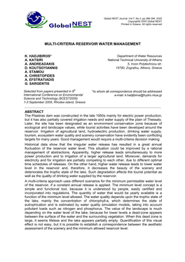 Multi-Criteria Reservoir Water Management