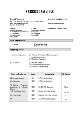 Degree/Diploma Year University Division