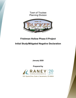 Town of Truckee Planning Division Frishman Hollow Phase II Project