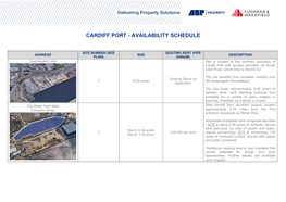 Cardiff Port - Availability Schedule