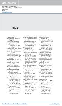 Cambridge University Press 978-1-108-49619-3 — World War One 2Nd Edition Index More Information