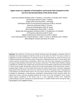 Upper Ocean As a Regulator of Atmospheric and Oceanic Heat Transports to the Sea Ice in the Eurasian Basin of the Arctic Ocean