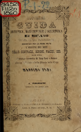 Nuovissima Guida Artistica, Monumentale E Scientifica Di Milano