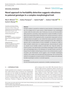 Novel Approach to Heritability Detection Suggests Robustness to Paternal Genotype in a Complex Morphological Trait