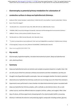 Electrotrophy As Potential Primary Metabolism for Colonization Of