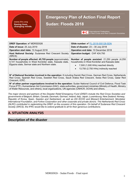 Emergency Plan of Action Final Report Sudan: Floods 2018