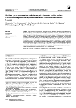 Multiple Gene Genealogies and Phenotypic Characters Differentiate Several Novel Species of Mycosphaerella and Related Anamorphs on Banana