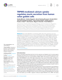 TRPM5-Mediated Calcium Uptake Regulates Mucin Secretion From