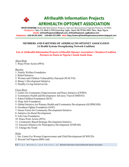 Afrihealth Information Projects AFRIHEALTH OPTONET