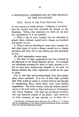 A Historical Commentary on the Epistle to the Galatians. XLII-XLVI