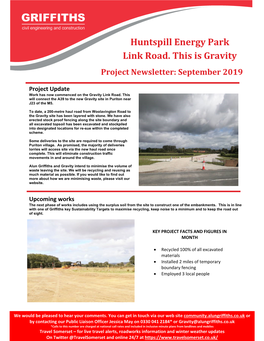 Huntspill Energy Park Link Road. This Is Gravity Project Newsletter: September 2019