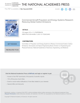 Commercial Aircraft Propulsion and Energy Systems Research: Reducing Global Carbon Emissions