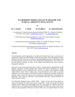 Watershed Modelling of Wadi Sudr and Wadi Al-Arbain in Sinai, Egypt