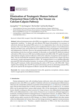 Elimination of Teratogenic Human Induced Pluripotent Stem Cells by Bee Venom Via Calcium-Calpain Pathway