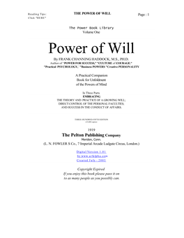 POWER of WILL Page : 1 Click 