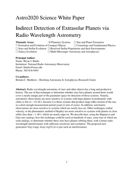 Indirect Detection of Extrasolar Planets Via Radio Wavelength Astrometry