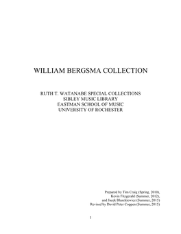 William Bergsma Collection