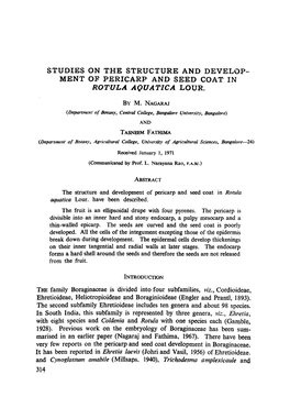 Studies on the Structure and Develop- Ment of Pericarp and Seed Coat in Rotula Aquatica Lour