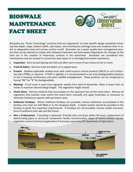 Bioswale Maintenance Fact Sheet