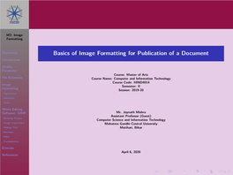 Basics of Image Formatting for Publication of a Document Introduction