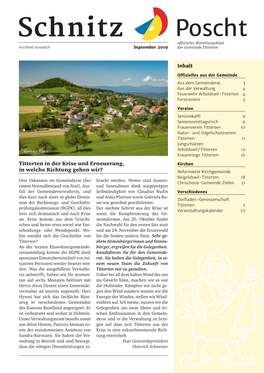 Schnitz Poscht Offizielles Mitteilungsblatt Erscheint Monatlich September 2019 Der Gemeinde Titterten