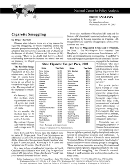 Cigarette Smuggling District of Columbia (65 Cents Tax) Technically Engage by Bruce Bartlett in Smuggling by Buying Cigarettes in Virginia