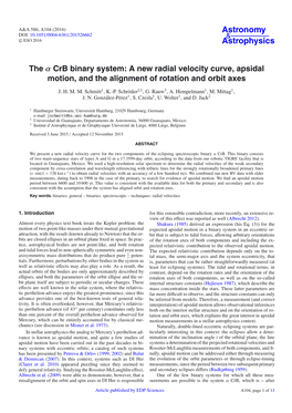 A New Radial Velocity Curve, Apsidal Motion, and the Alignment of Rotation and Orbit Axes