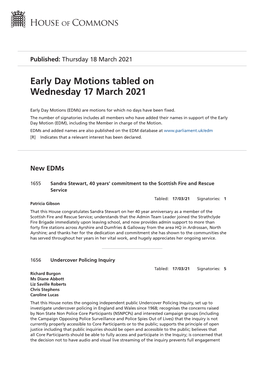 View Early Day Motions PDF File 0.12 MB