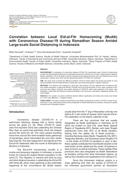 Mudik) with Coronavirus Disease-19 During Ramadhan Season Amidst Large-Scale Social Distancing in Indonesia