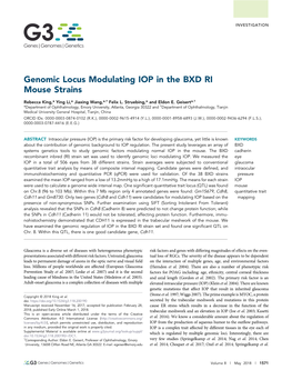 Genomic Locus Modulating IOP in the BXD RI Mouse Strains