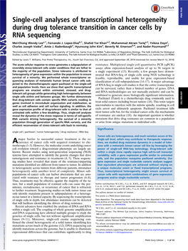 Single-Cell Analyses of Transcriptional Heterogeneity During Drug Tolerance