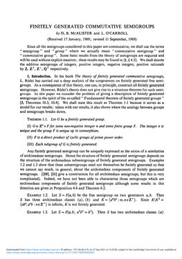 FINITELY GENERATED COMMUTATIVE SEMIGROUPS by D