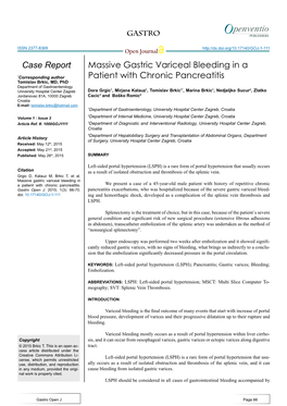 Massive Gastric Variceal Bleeding in a Patient with Chronic Pancreatitis