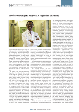 Professor Bongani Mayosi: a Legend in Our Time
