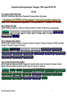 Composition Des Trains Grandes Lignes – Bourgogne - 1500V - Époque Iiid 1961-1970