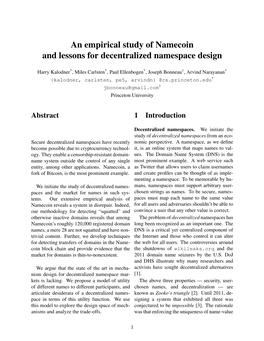 An Empirical Study of Namecoin and Lessons for Decentralized Namespace Design