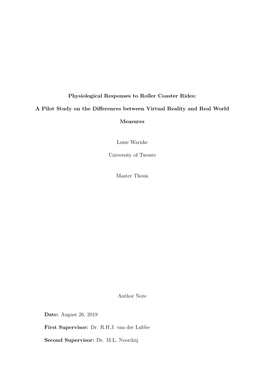 Physiological Responses to Roller Coaster Rides