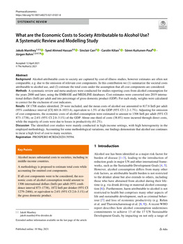 What Are the Economic Costs to Society Attributable to Alcohol Use? a Systematic Review and Modelling Study