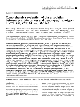 Comprehensive Evaluation of the Association Between Prostate Cancer and Genotypes/Haplotypes in CYP17A1, CYP3A4, and SRD5A2