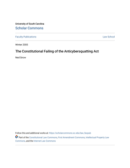 The Constitutional Failing of the Anticybersquatting Act