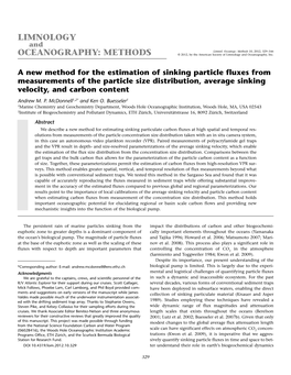 Mcdonnell and Buesseler a New Method for Estimation of Sinking