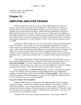 Chapter 12 SIMPLIFIED AMPLIFIER DESIGNS