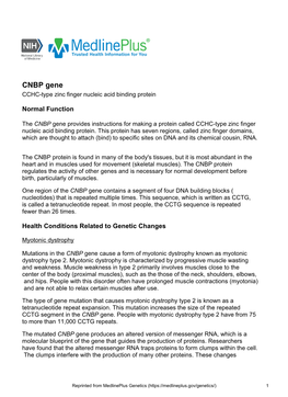 CNBP Gene CCHC-Type Zinc Finger Nucleic Acid Binding Protein