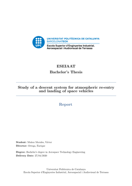 ESEIAAT Bachelor's Thesis Study of a Descent System for Atmospheric Re