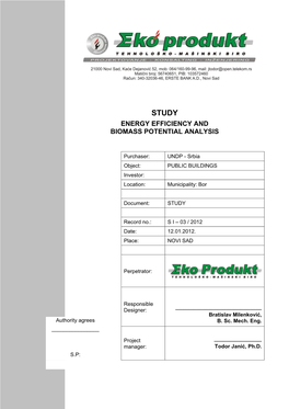 Energy Efficiency and Biomass Potentall Analysis, Municipality Of