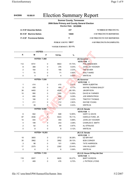 August 2006 State and County General Election Results