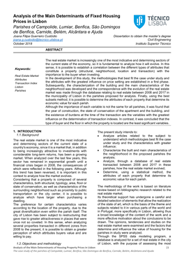 Analysis of the Main Determinants of Fixed Housing Prices in Lisbon