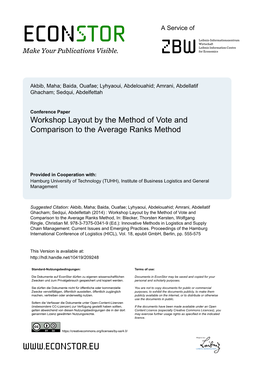 Workshop Layout by the Method of Vote and Comparison to the Average Ranks Method