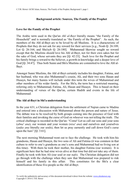 The Family of the Prophet, Background 1, Page 1
