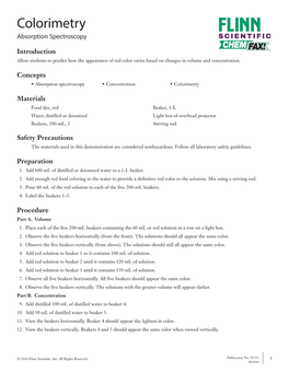 Colorimetry Absorption Spectroscopy SCIENTIFIC